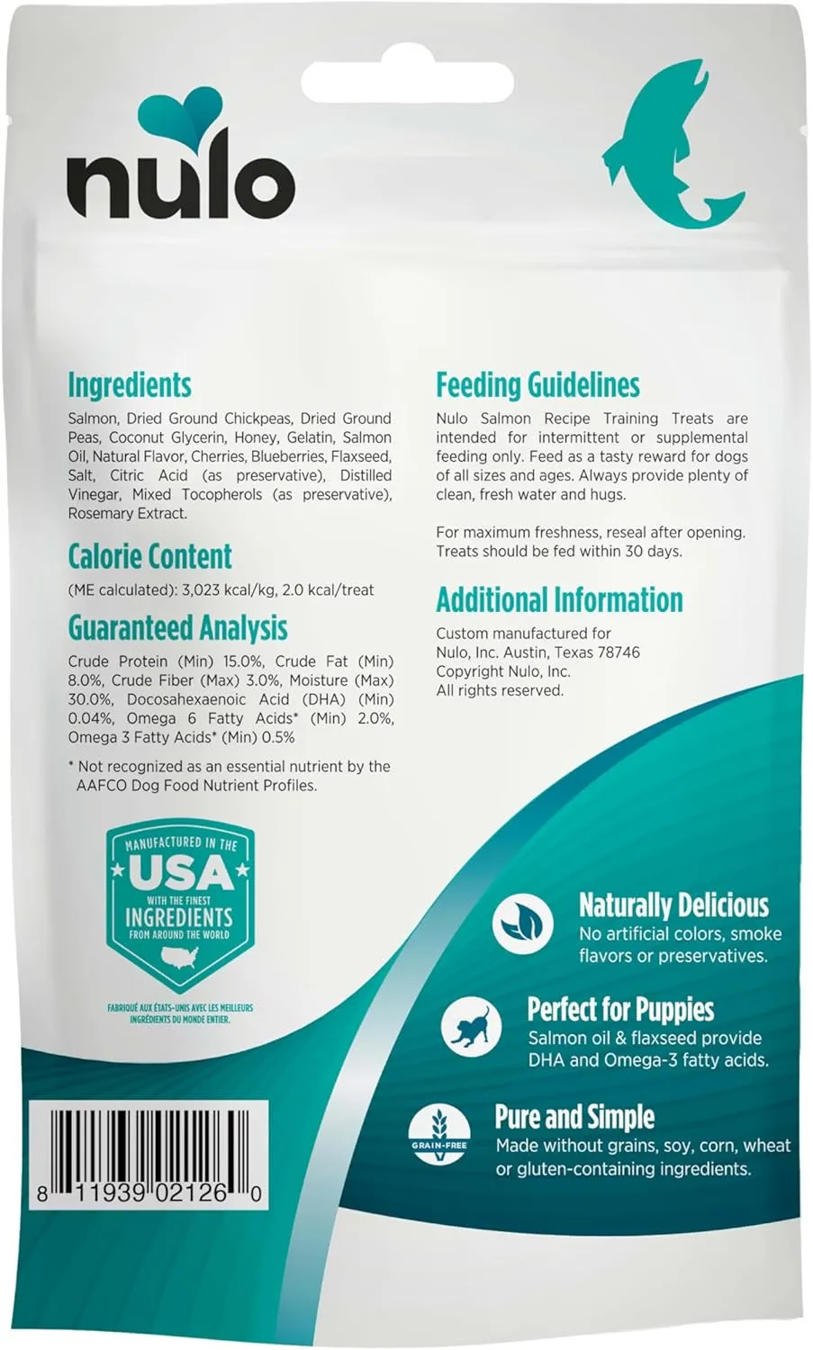 Nulo Freestyle Salmon Flavor Healthy Dog and Puppy Training Treats, 4 Ounce Pouch