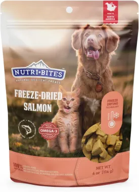 Nutri Bites Freeze Dried Salmon Dog & Cat Treats 4 oz | Healthy Pet Training Treats or Food Topper | All Natural, 1 Single Animal Protein, High Protein