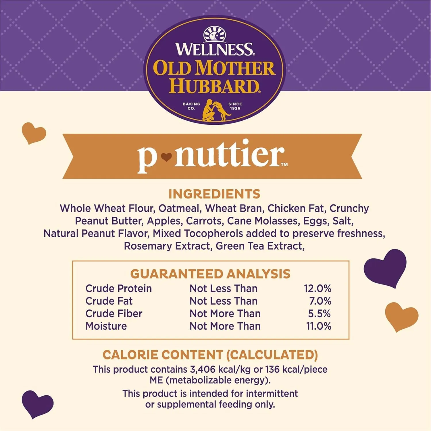 Old Mother Hubbard Wellness P-Nuttier Dog Biscuits, Natural, Training Treats, Peanut Butter Flavor, Large Size, (3.3 Pound Bag)