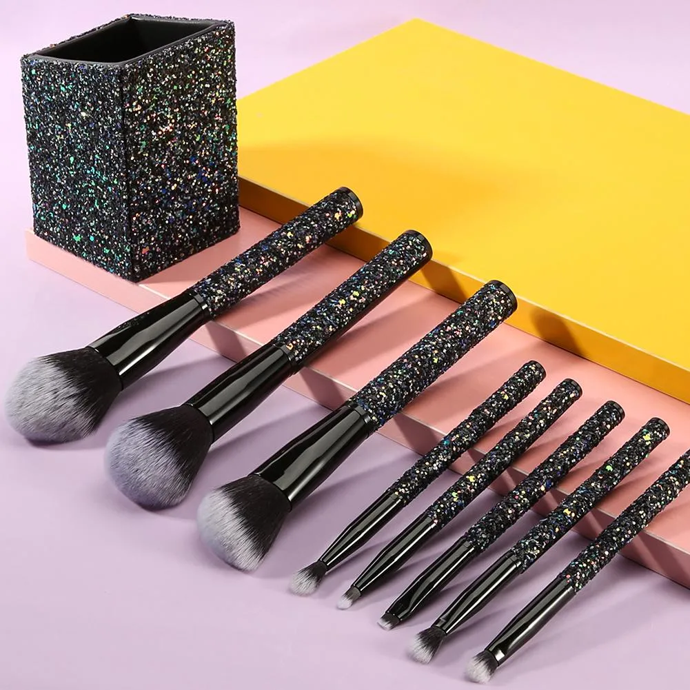 (Only ship to EU&US) 8 Pieces Sparkle Brush Set With Holder (Black)