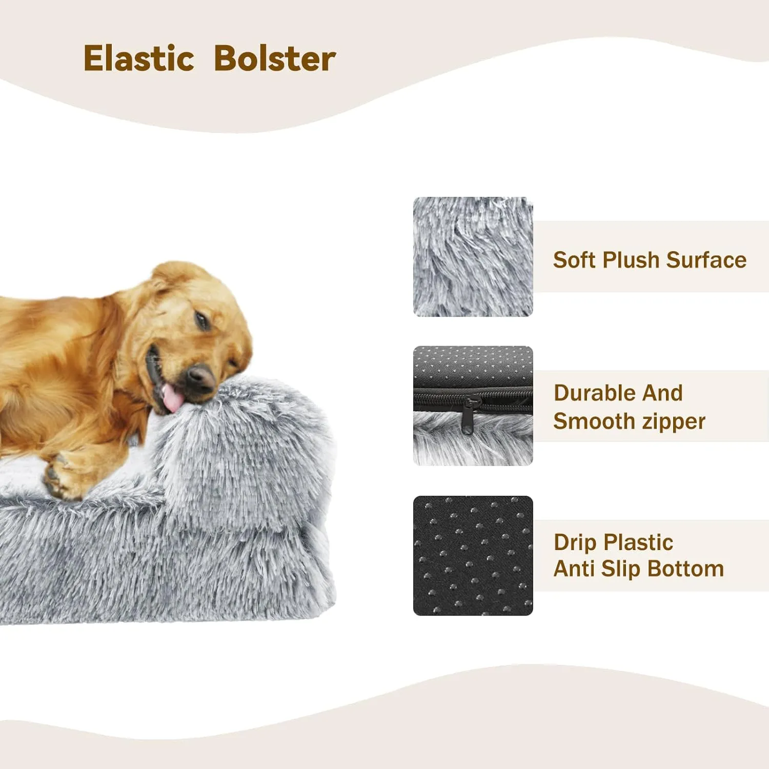Orthopedic Dog Bed for Medium Dogs Breeds, Dog Sofa Beds with Pillow,High Density Egg Crate Foam Dog Beds,Waterproof Deluxe Plush Couch Dog Bed with Removable Washable Cover