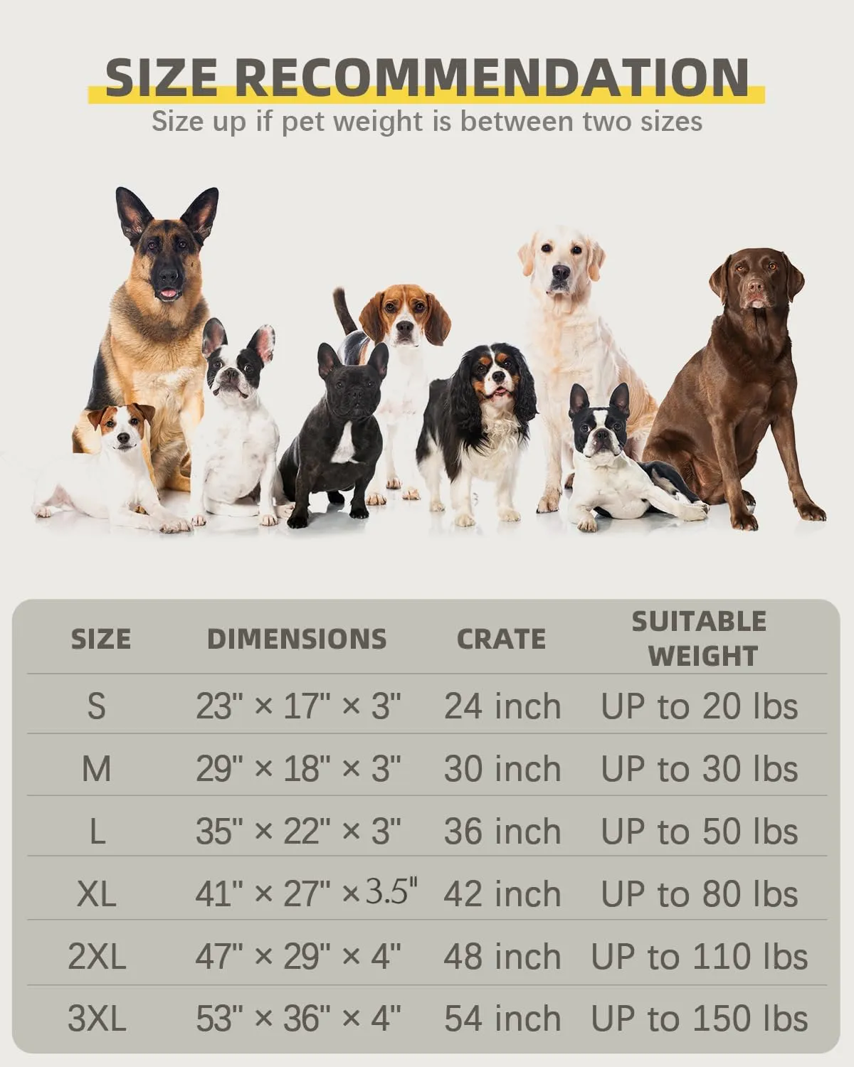 Orthopedic Dog Beds for Small Dogs Waterproof with Removable Washable Cover and Non-Slip Bottom, Quilting Dog Bed for Crate, 23x17 Inch, Light Gray