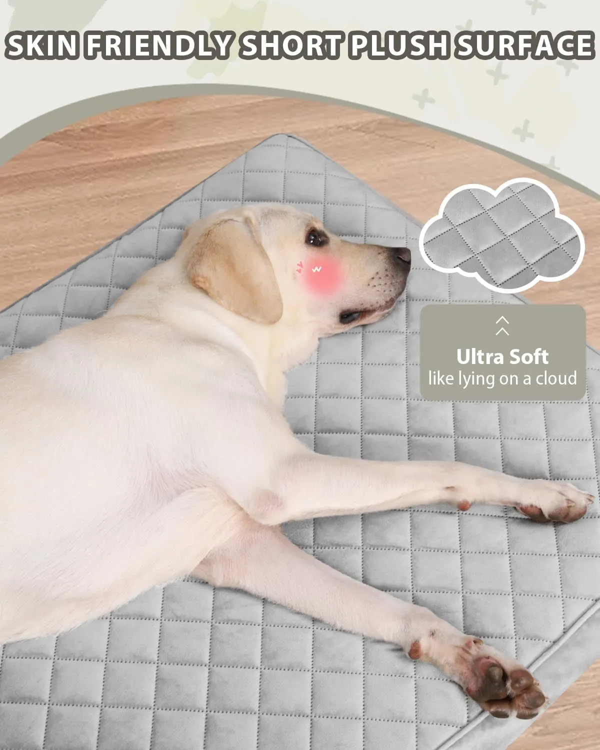 Orthopedic Dog Beds for Small Dogs Waterproof with Removable Washable Cover and Non-Slip Bottom, Quilting Dog Bed for Crate, 23x17 Inch, Light Gray