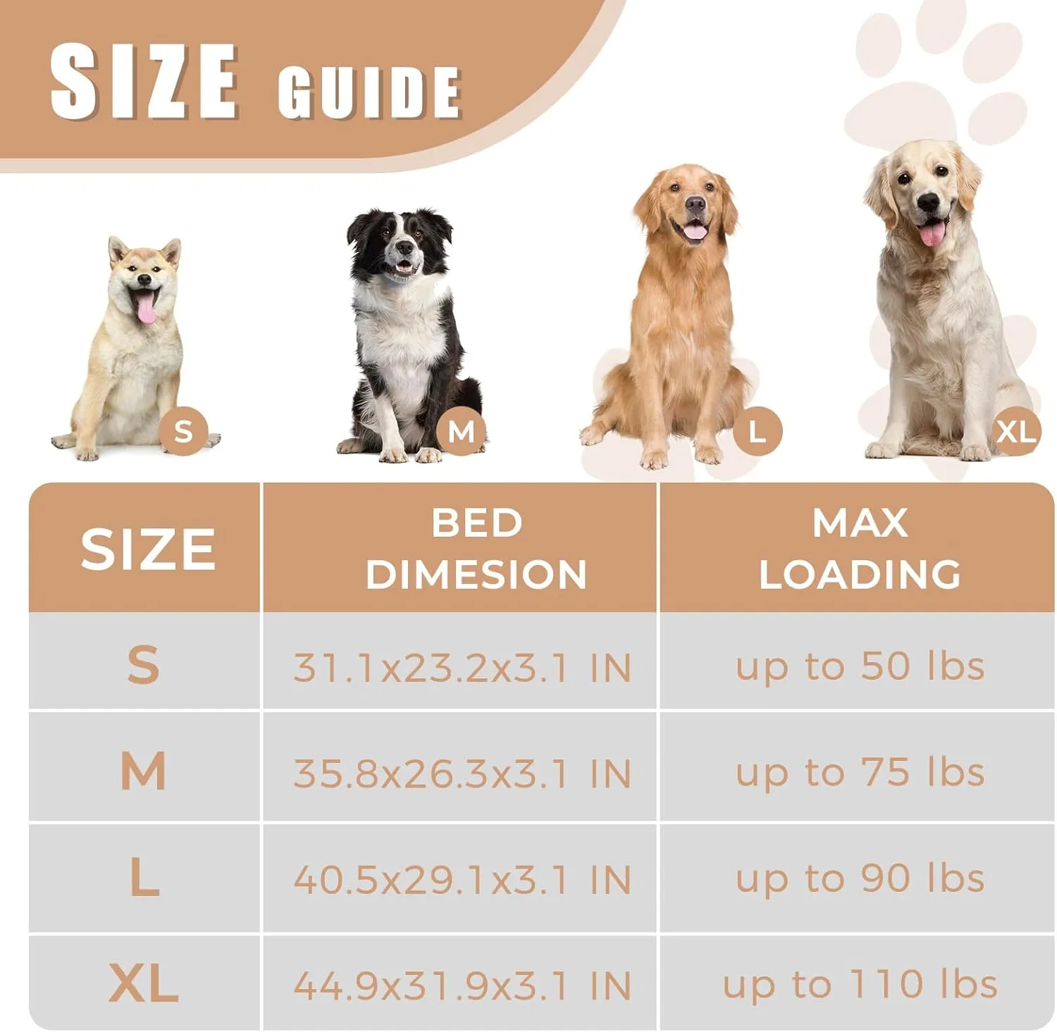 Orthopedic Outdoor Waterproof Dog Beds for Medium Dogs, Washable Crate Bed with Egg Crate Foam Pet Bed Mat and Removable Oxford Fabric Cooling Cover,36"x 26",Beige