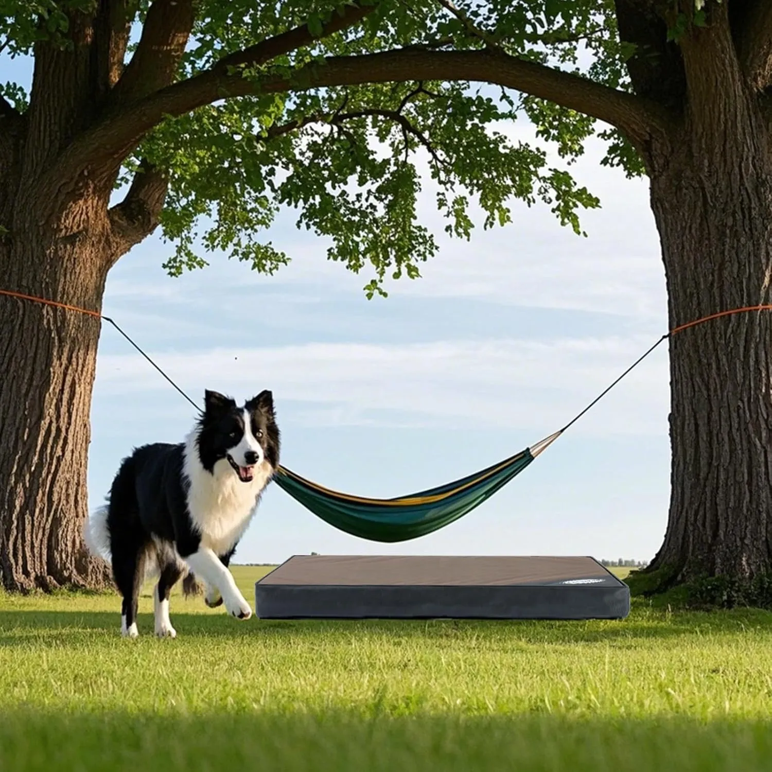 Orthopedic Outdoor Waterproof Dog Beds for Medium Dogs, Washable Crate Bed with Egg Crate Foam Pet Bed Mat and Removable Oxford Fabric Cooling Cover,36"x 26",Beige