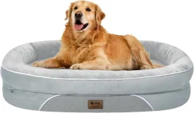 Orthopedic Waterproof Large Dog Bed: Washable Bolstered Dog Bed - XL Non-Slip Pet Bed with Removable Cover for Medium to Large Dogs - Silver