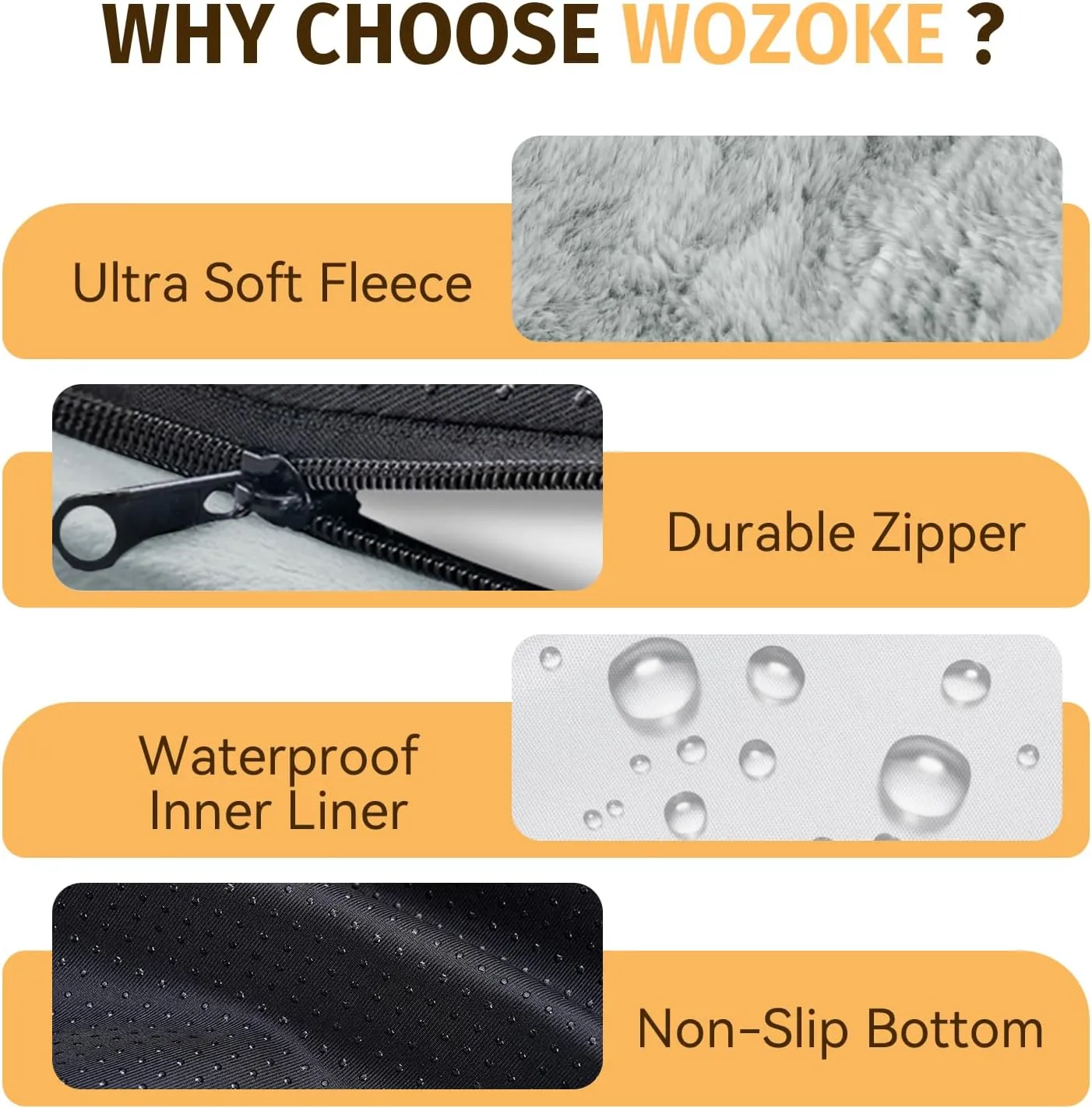 Orthopedic Waterproof Large Dog Bed: Washable Bolstered Dog Bed - XL Non-Slip Pet Bed with Removable Cover for Medium to Large Dogs - Silver