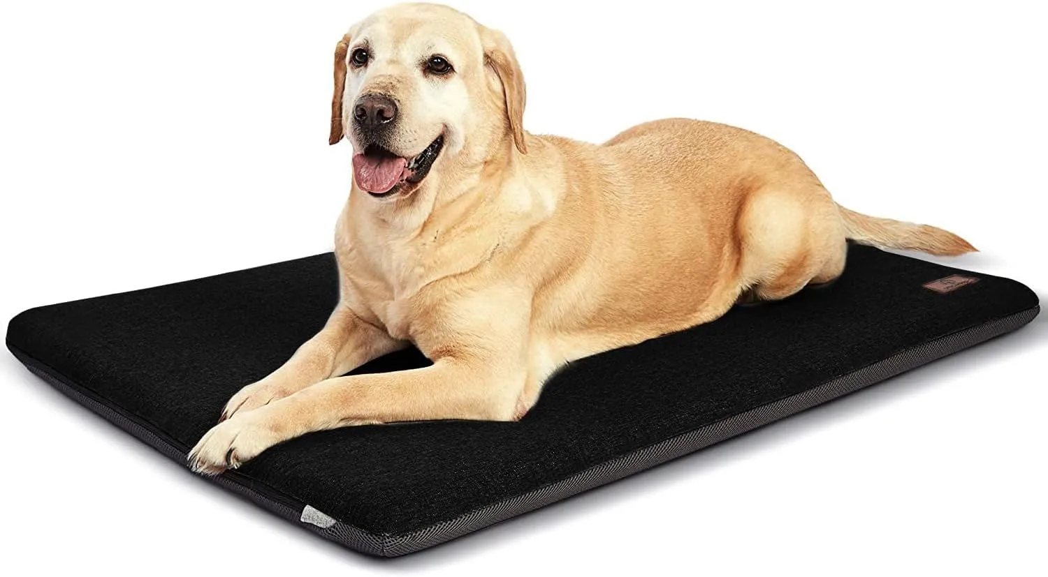 Panku Orthopedic Dog Beds for Large Dogs, Dog Pad for Crate with Durable Washable Waterproof Linen Removable Cover, Black