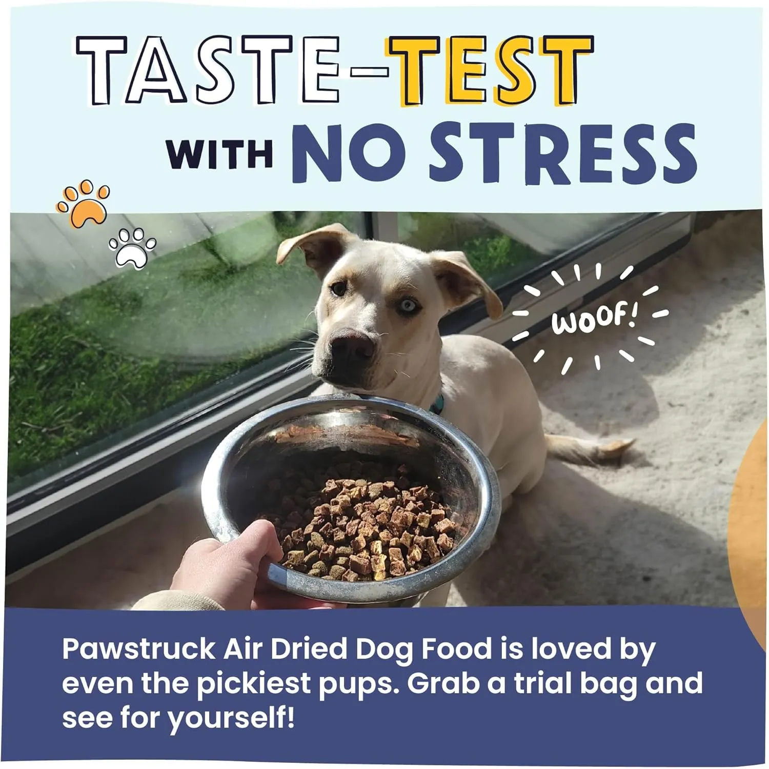 Pawstruck Air Dried Dog Food with Real Chicken, Grain Free, Made in USA, Non-GMO, Vet Recommended, High Protein Limited Ingredient Full-Feed, All Breeds & Ages, 2.5oz Trial Bag