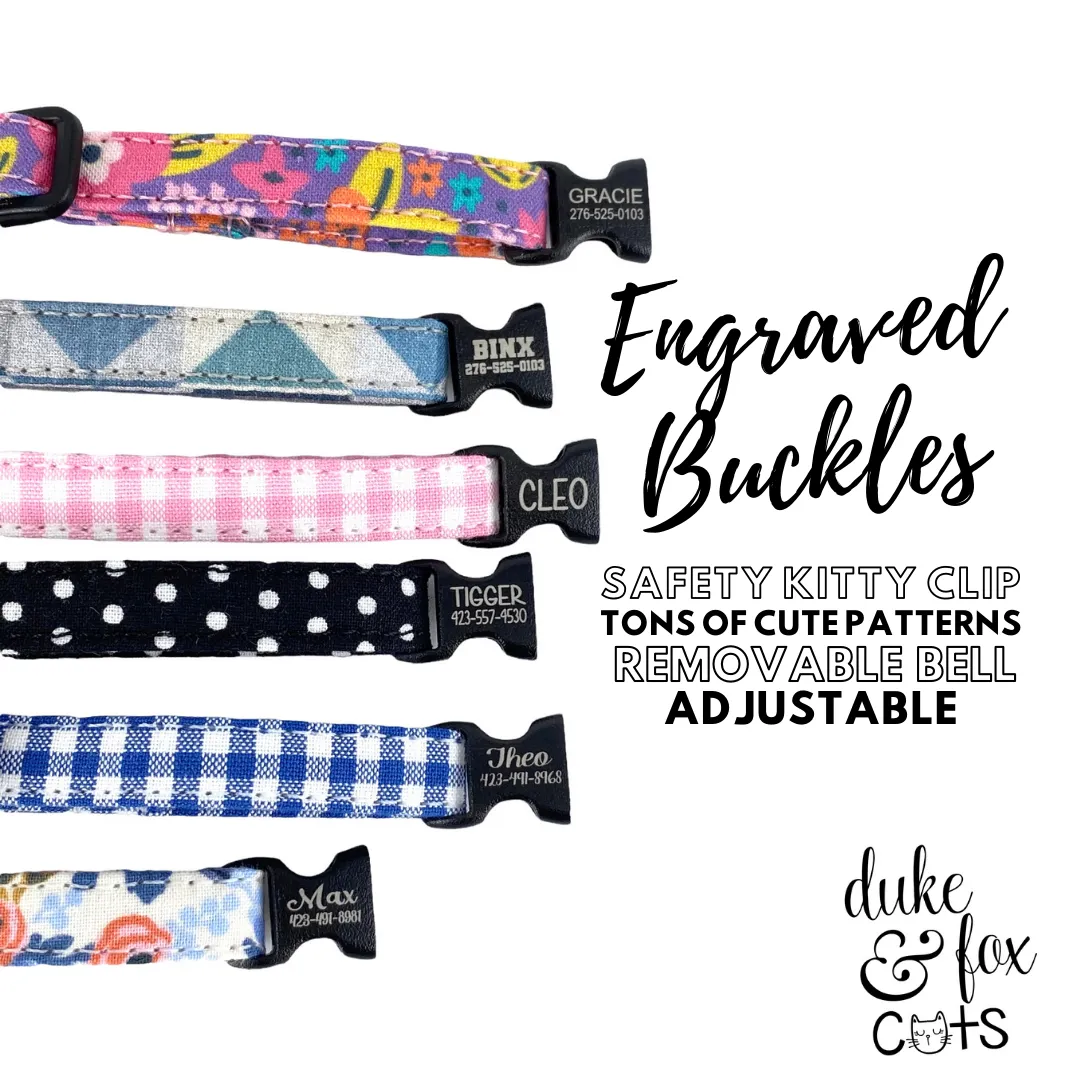 Personalized Cat Collar | Black Polka Dot Cat Collar | Duke & Fox®