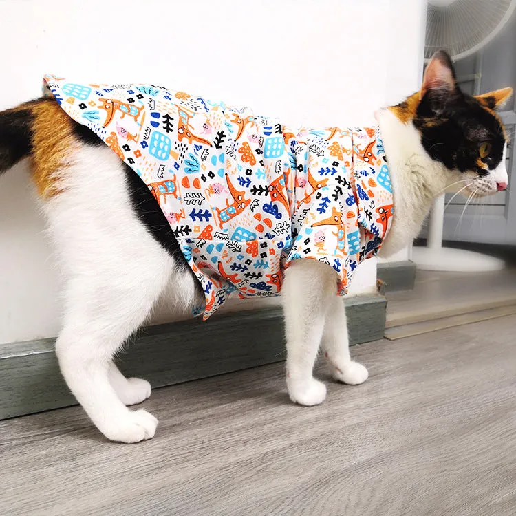 Pet Clothing Cartoon Hawaiian Cotton Shirt Thin Cat Shirt