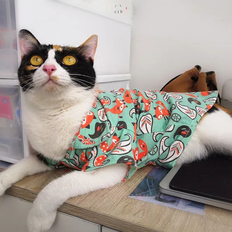 Pet Clothing Cartoon Hawaiian Cotton Shirt Thin Cat Shirt