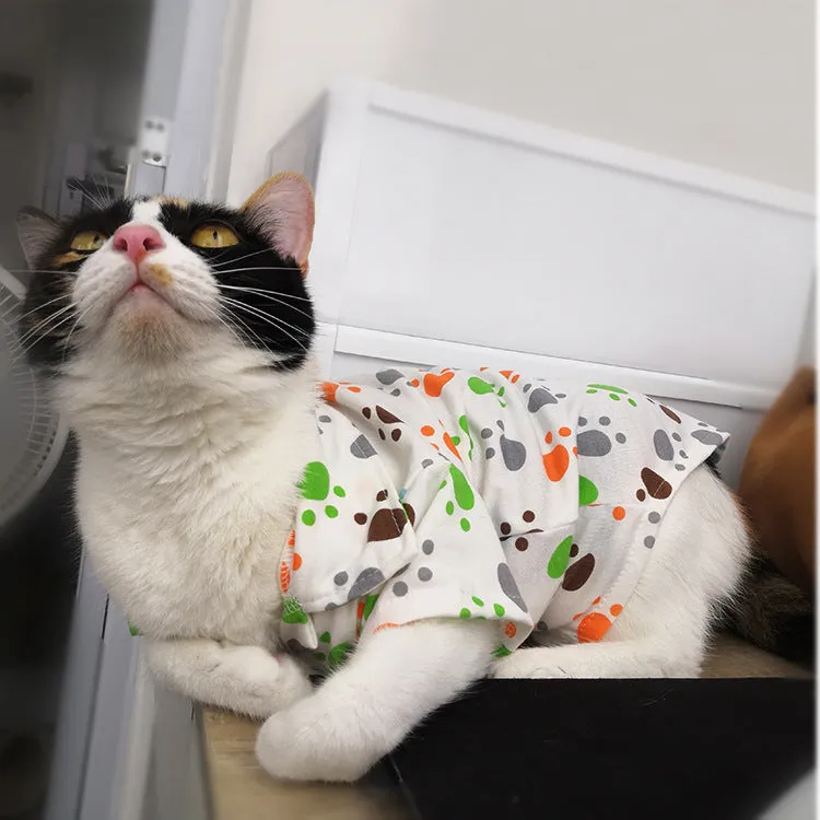 Pet Clothing Cartoon Hawaiian Cotton Shirt Thin Cat Shirt