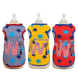 Pet clothing cat and puppy summer five-pointed star pattern