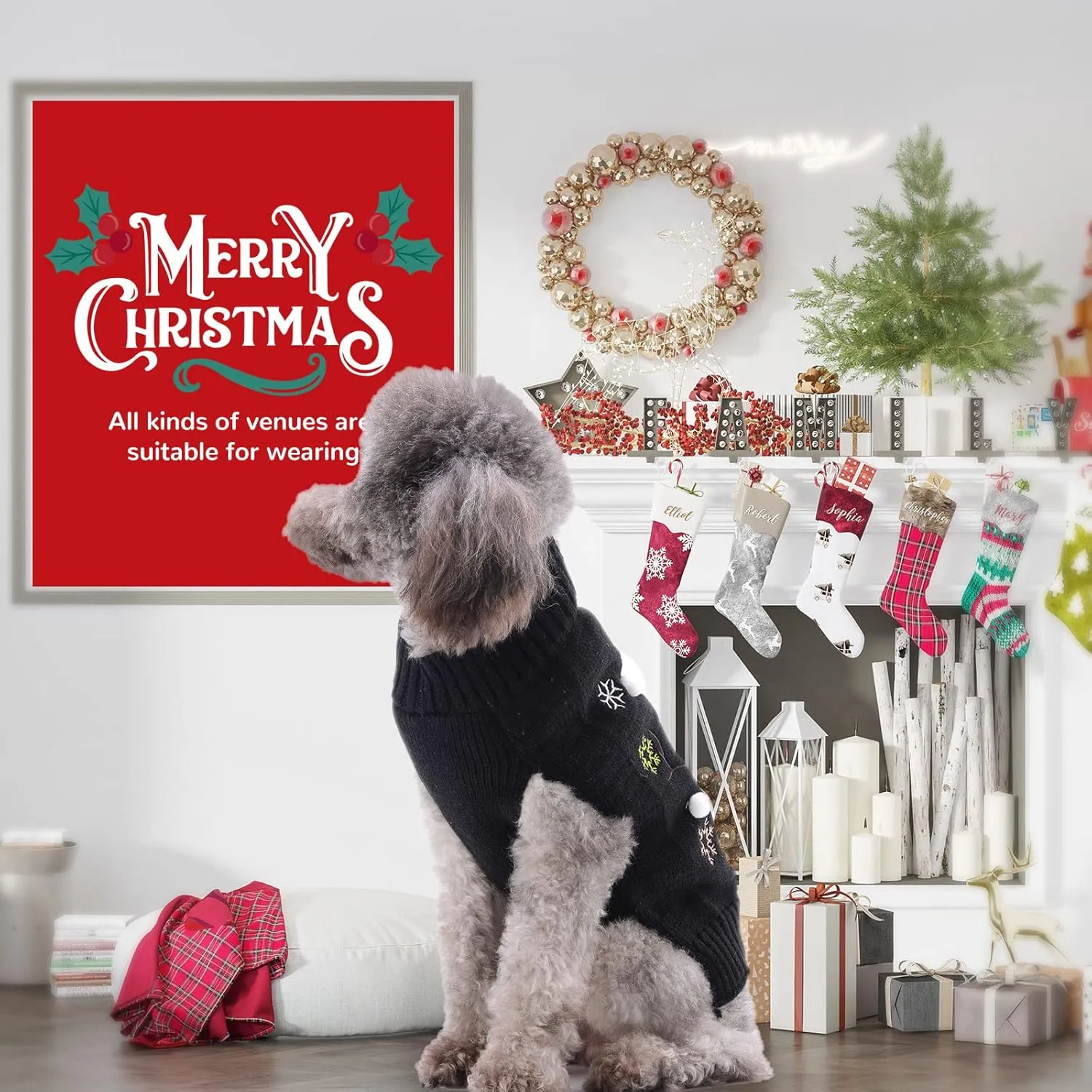 PETCARE Black Snowman Dog Sweater Christmas Dog Sweaters Vest Ugly Snow Xmas Puppy Costume Pet Holiday New Year Fall Winter Clothes for Small Medium Dogs Cats Pullover Cat Sweaters Outfits,Small