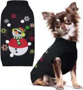 PETCARE Black Snowman Dog Sweater Christmas Dog Sweaters Vest Ugly Snow Xmas Puppy Costume Pet Holiday New Year Fall Winter Clothes for Small Medium Dogs Cats Pullover Cat Sweaters Outfits,Small