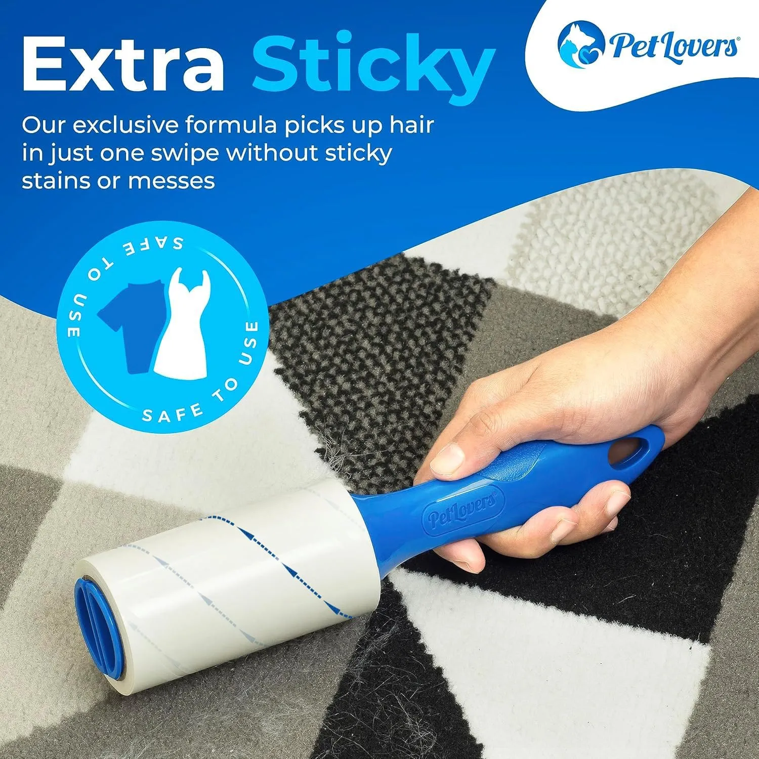 PetLovers Extra Sticky Lint Roller Value Set 270 Sheets for Pet Hair Removal, Dog and Cat Lint Remover 3 Pack