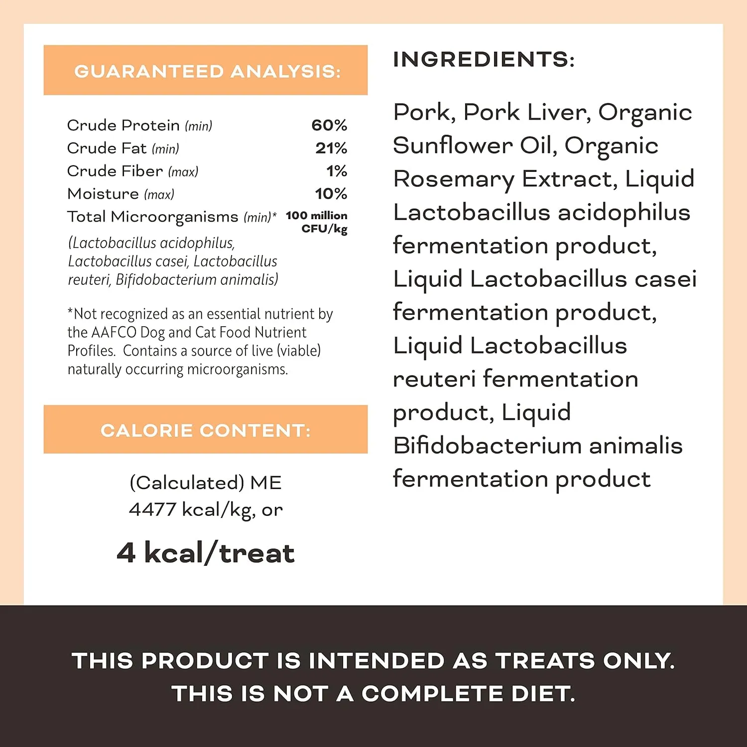 Primal Freeze Dried Dog Treats, Liver, Laugh, Love; Pork Liver with Probiotics, Crunchy Grain Free Training Treats for Dogs, 1.5 oz