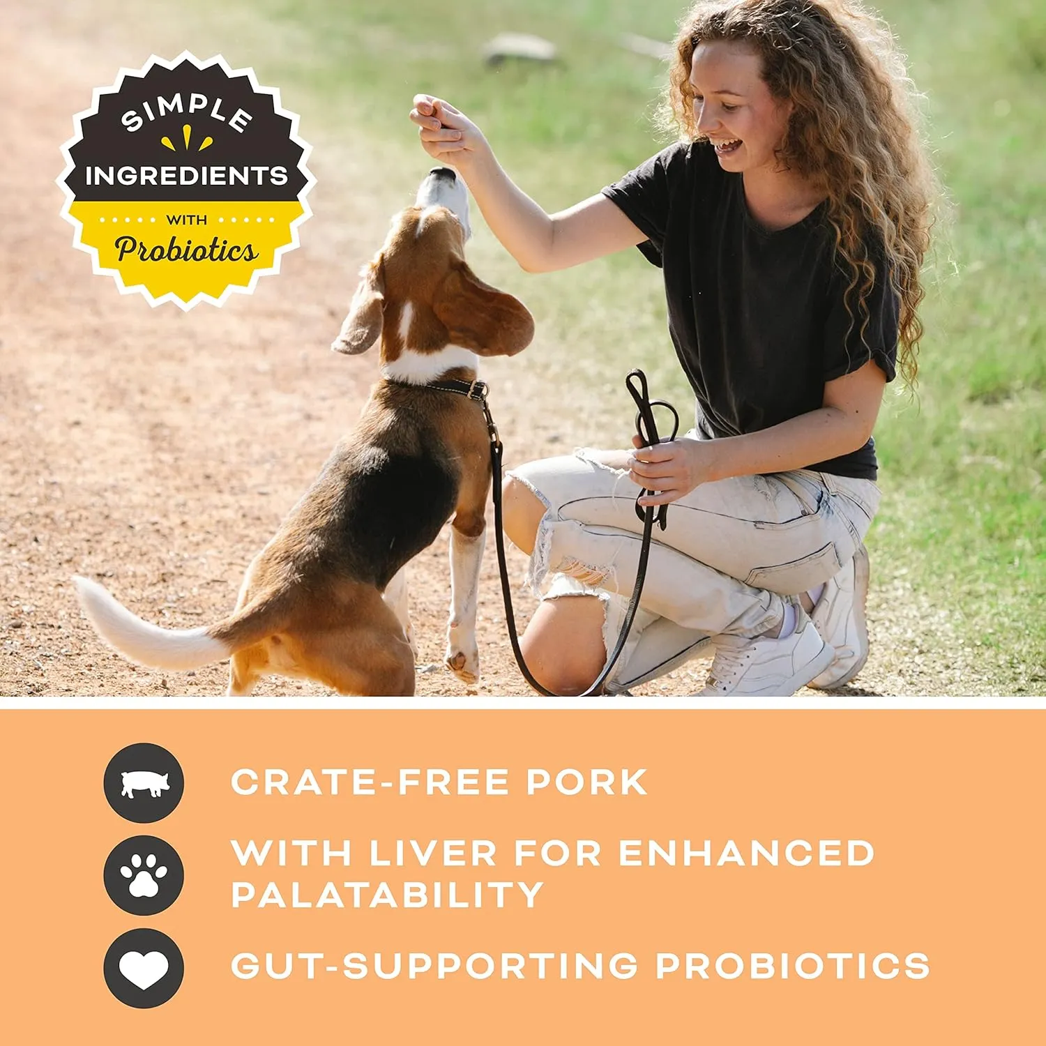 Primal Freeze Dried Dog Treats, Liver, Laugh, Love; Pork Liver with Probiotics, Crunchy Grain Free Training Treats for Dogs, 1.5 oz