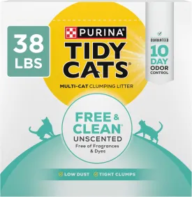 Purina Tidy Cats Free and Clean Unscented Cat Litter - 38 lb. Box