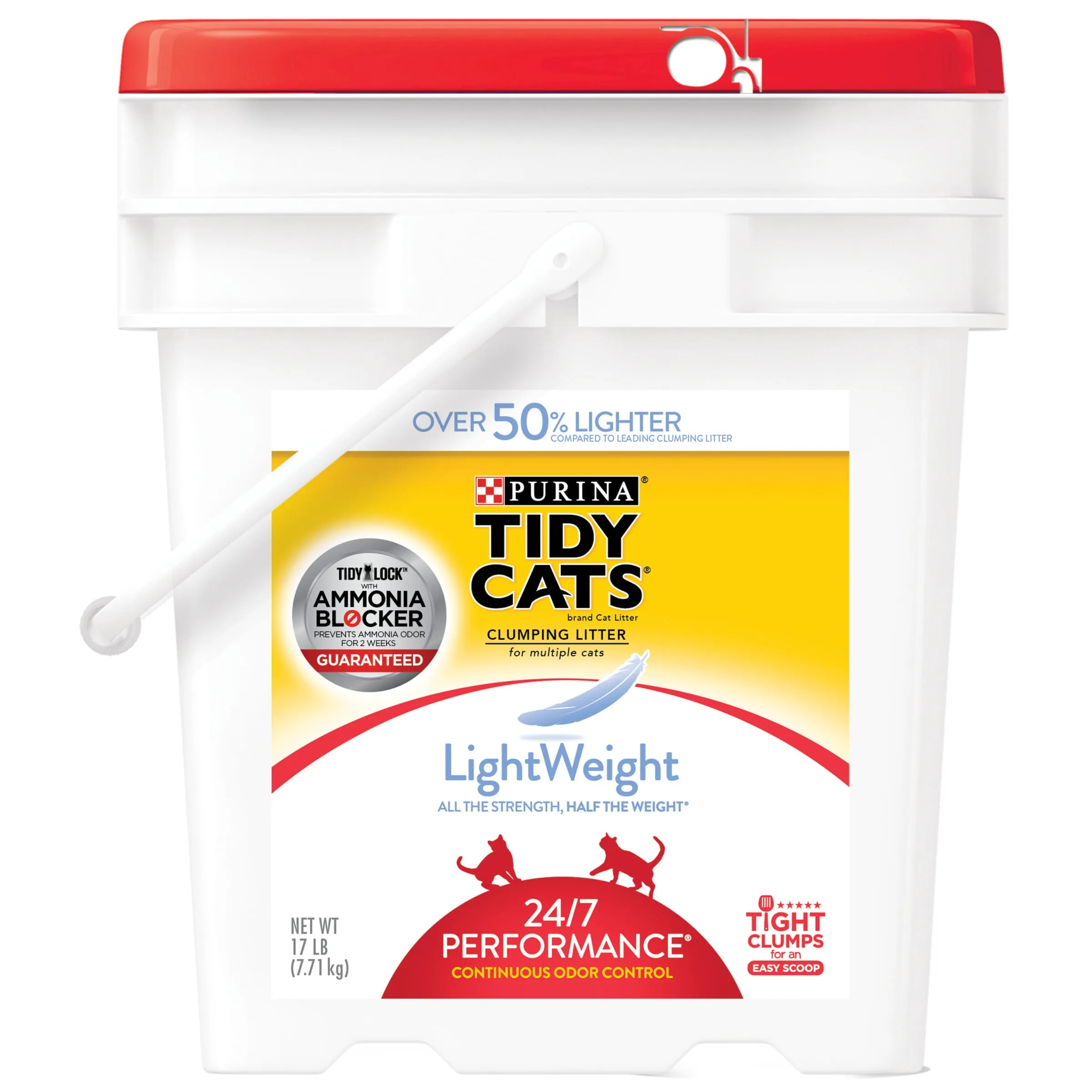 Purina Tidy Cats Light Weight, Low Dust, Clumping Cat Litter 24/7 Performance Multi Cat Litter, 17 lb. Pail