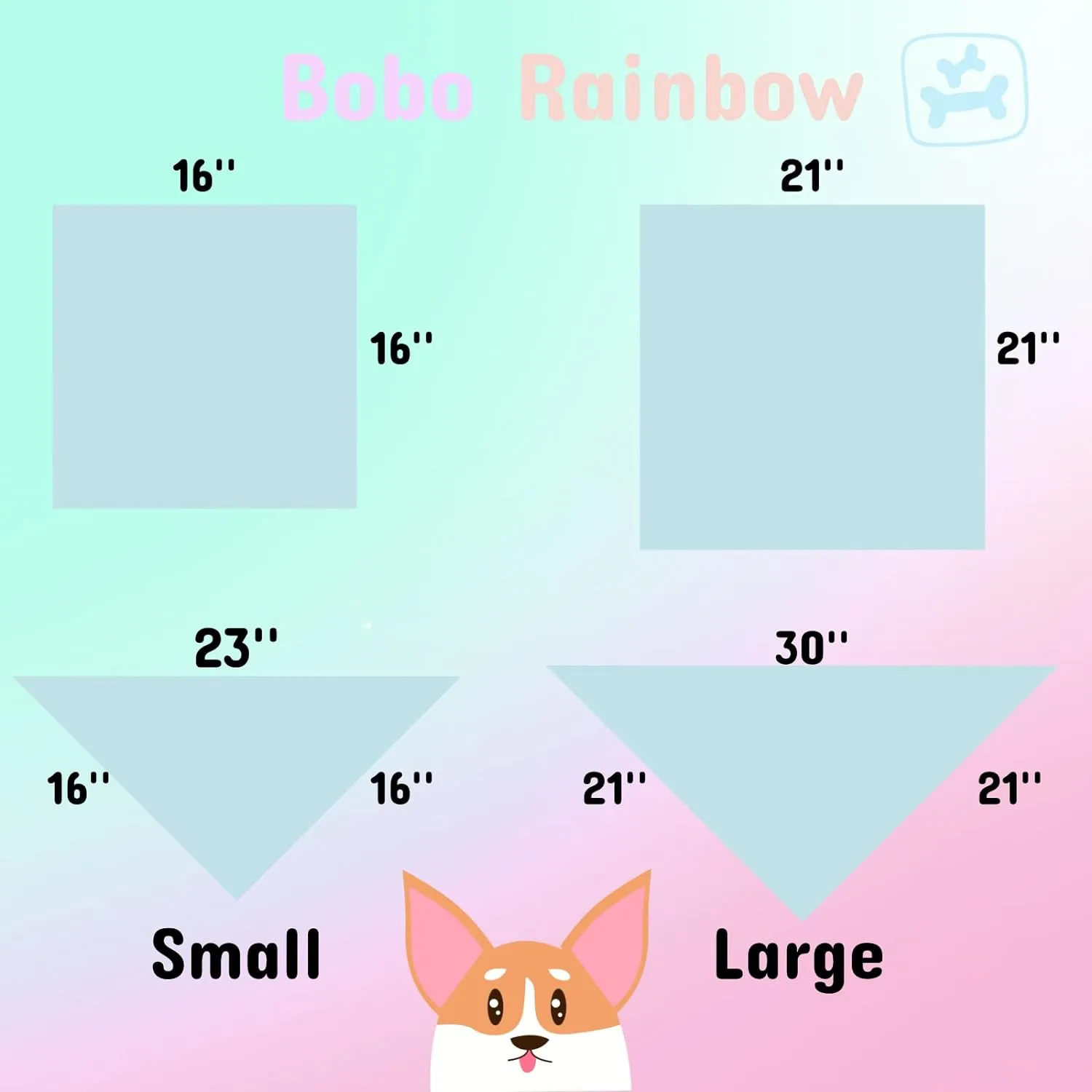 Rainbow Dog Bandana, 1PC Dog Bandanas Summer Bandanas Bibs Scarf Square Soft Dog Kerchief Pet Bandanas for Small Medium Large Dogs