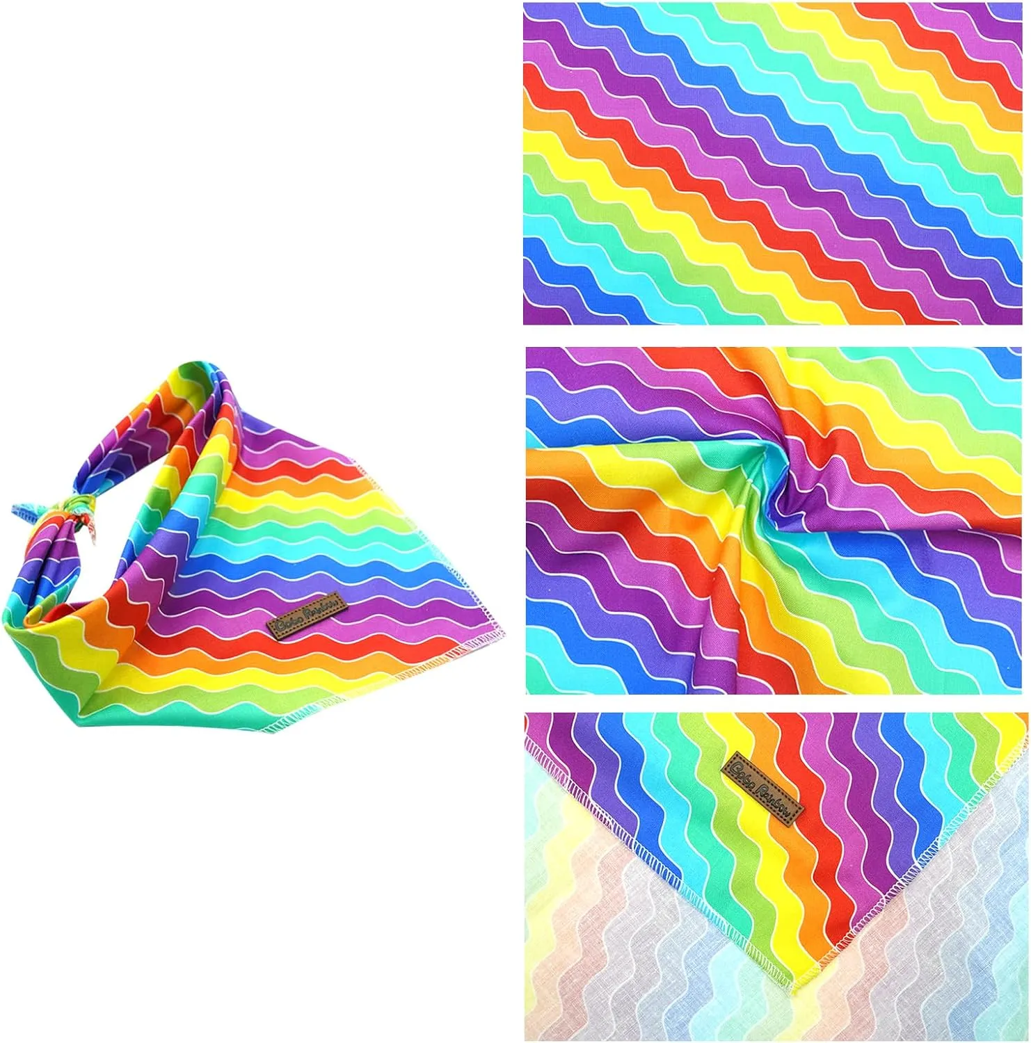 Rainbow Dog Bandana, 1PC Dog Bandanas Summer Bandanas Bibs Scarf Square Soft Dog Kerchief Pet Bandanas for Small Medium Large Dogs