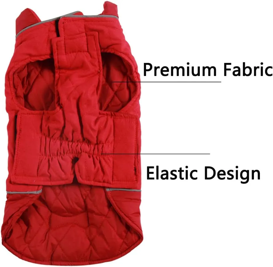 Reversible Dog Coats for Medium Dogs Waterproof Warm Dog Jacket for Cold Winter,Red L