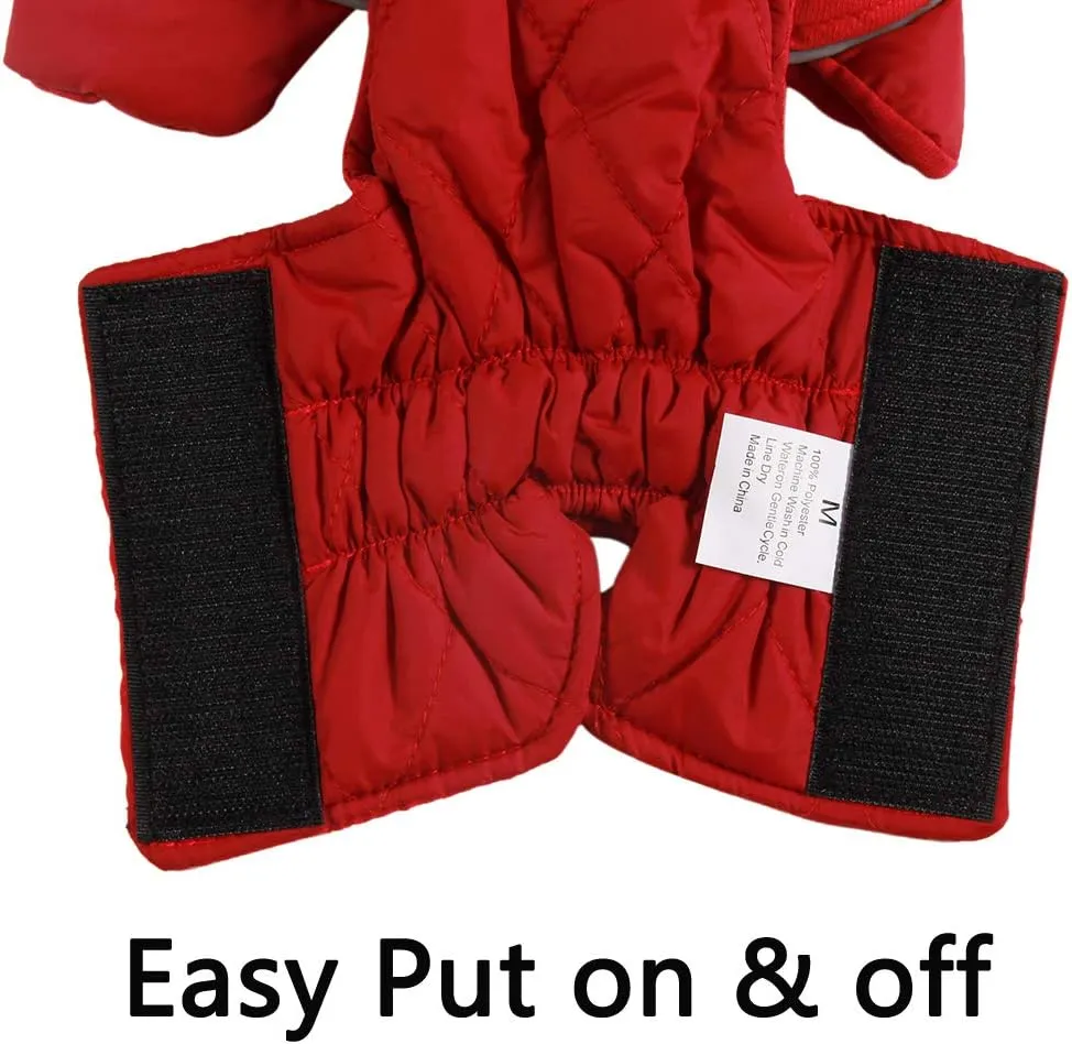 Reversible Dog Coats for Medium Dogs Waterproof Warm Dog Jacket for Cold Winter,Red L