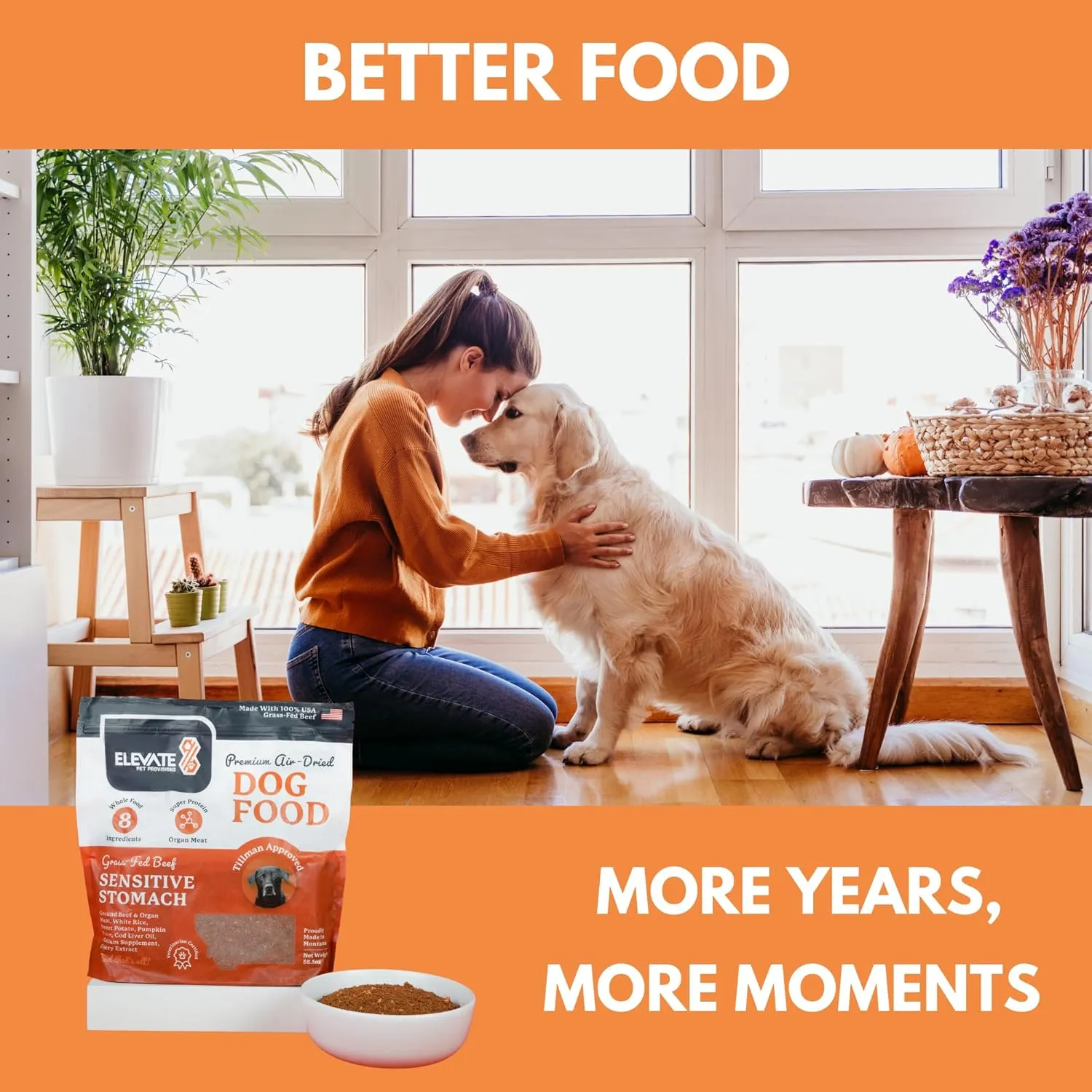 Sensitive Stomach Dog Food - 100% Human Grade Air Dried - USA Grass Fed Beef - Limited Ingredient - Complete Meal or Topper Beef - 14.6 lb