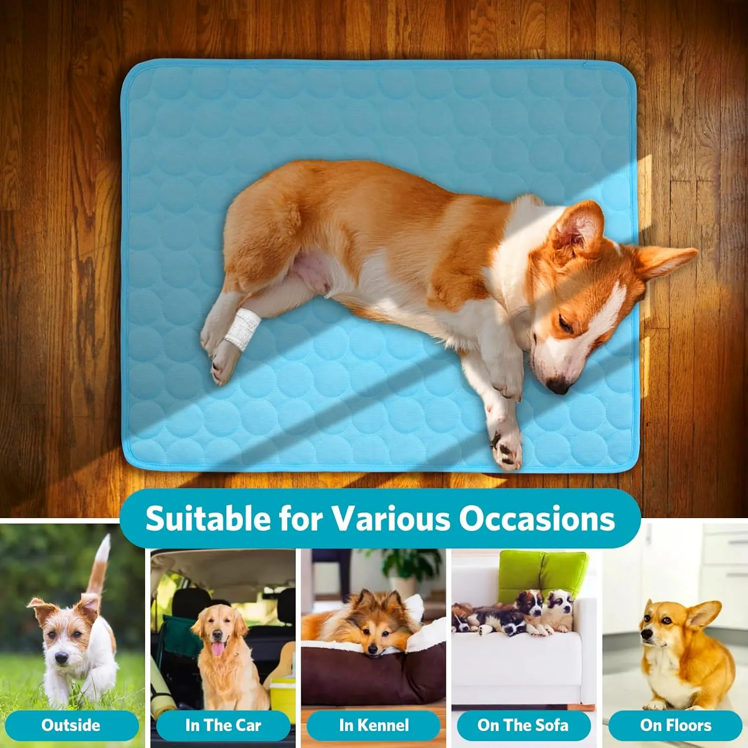 SHEJIZE Dog Cooling Mat Dog Cooling Pad Self Cooling Blanket, Washable Cooling Mat for Dogs, Pet Cooling Mat Keeps Pets Cool in Summer Heat, Resuable Fabric Cooling Mat 28x40inch/70x100cm