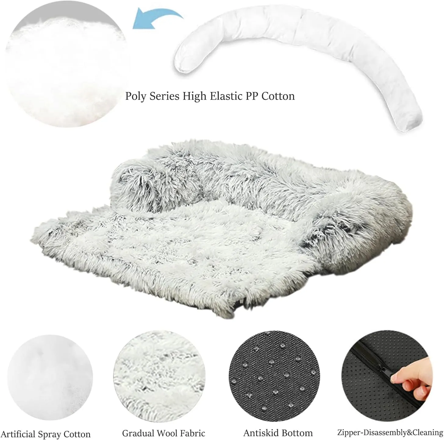 Small Dog Bed Warm Protect Sofa Calming Dog Beds Fluffy Plush Couch Beds for Pets Anti Anxiety Small Animals Mat with Removable Washable Cover for Cats (White)