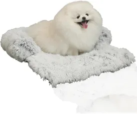 Small Dog Bed Warm Protect Sofa Calming Dog Beds Fluffy Plush Couch Beds for Pets Anti Anxiety Small Animals Mat with Removable Washable Cover for Cats (White)