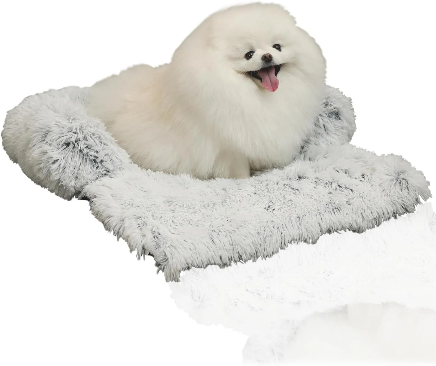 Small Dog Bed Warm Protect Sofa Calming Dog Beds Fluffy Plush Couch Beds for Pets Anti Anxiety Small Animals Mat with Removable Washable Cover for Cats (White)