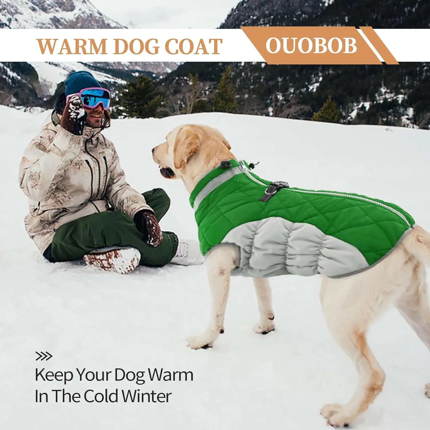Small Dog Coat,Dog Jackets for Small Dogs,Warm Winter Jacket, Puppy Coat with Harness Built in,Waterproof Dogs Jacket,Puppy Cold Weather Coats,Pet Winter Clothes Snowsuit Shih Tzu Bichon,Green