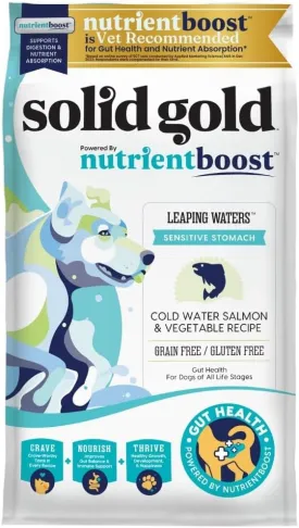 Solid Gold Dry Dog Food for Sensitive Stomach All Ages - Grain Free - w/Salmon & Vegetables - Digestive Probiotics for Gut Health - Superfood & Antioxidant Support for Dogs - Nutrientboost - 22 LB Bag
