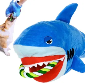 Squeaky Plush Dog Toy - Funny Stuffed Rope for Small Medium Dogs, Cute Puppy Teething Chew for Interactive Training, Durable Tug Toy for Boredom and Stress, Soft Shark Pet Toy With Squeaker