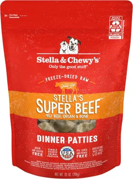 Stella & Chewy's Freeze-Dried Raw Dinner Patties - Beef Recipe - High Protein Grain-Free Puppy & Dog Food - Perfect For Picky Eaters - 25 oz