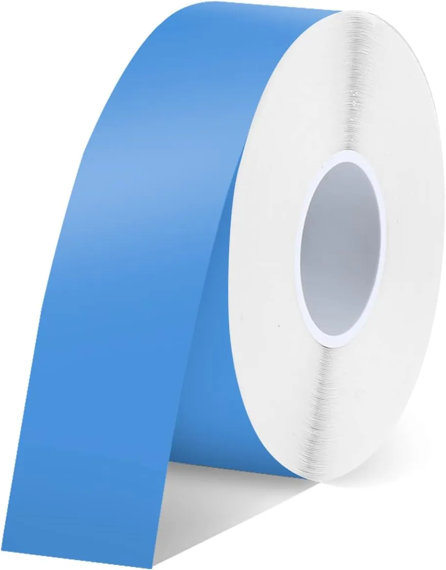 SUPVAN E10 & E11 Label Maker Tape, 0.59in  19.7ft (15mm  6m) Genuine Continuous Laminated Thermal Label Tape Refill, Waterproof Oilproof Child-Safe Durable Auto Detect Labels, Black on Blue