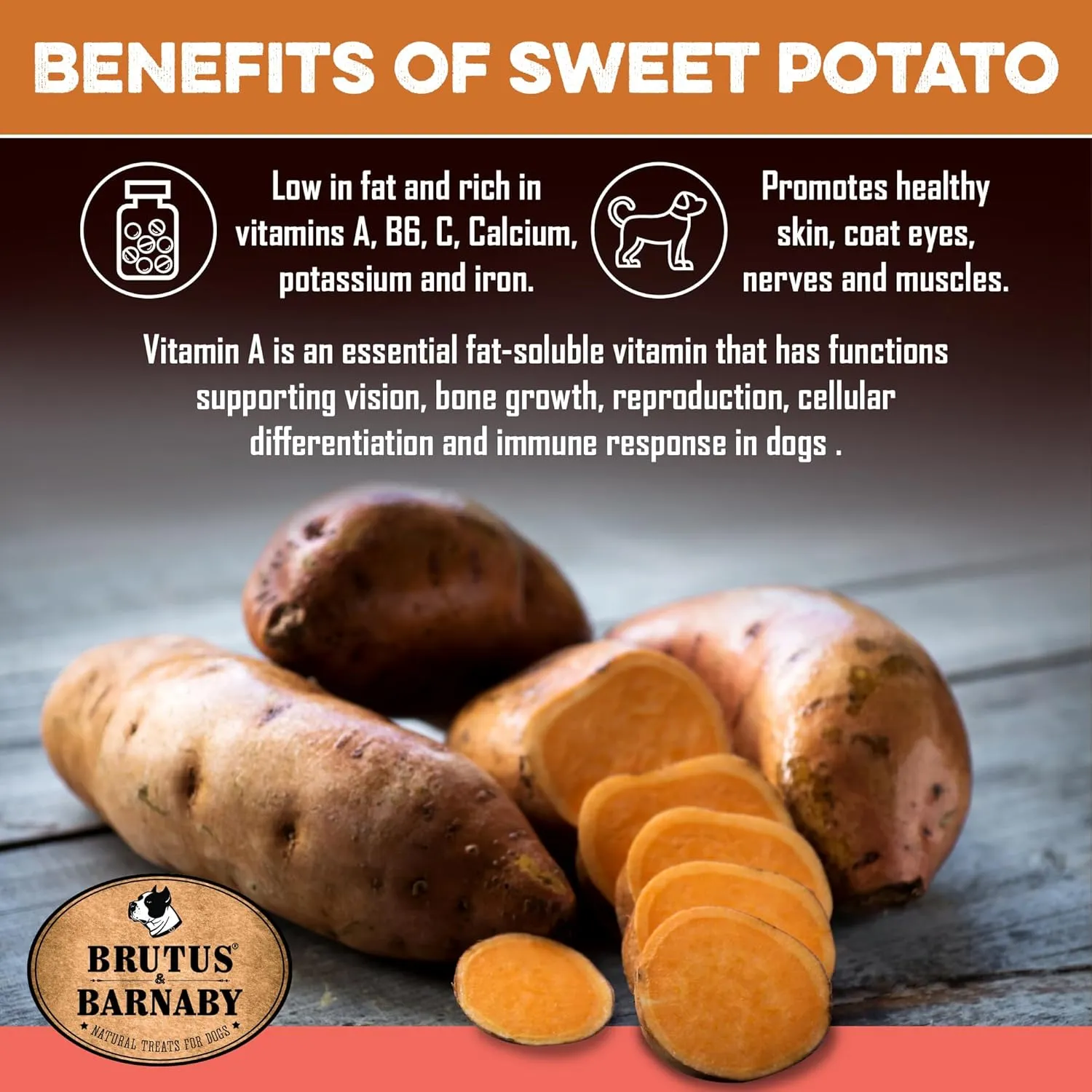 Sweet Potato Dog Treats - Grain Free, Salmon & Kelp Crunchy Sticks - Great Tasting, Promotes Positive Dog Gut Health with Natural Anti-Diarrhea Properties, No Preservatives Added (14oz)