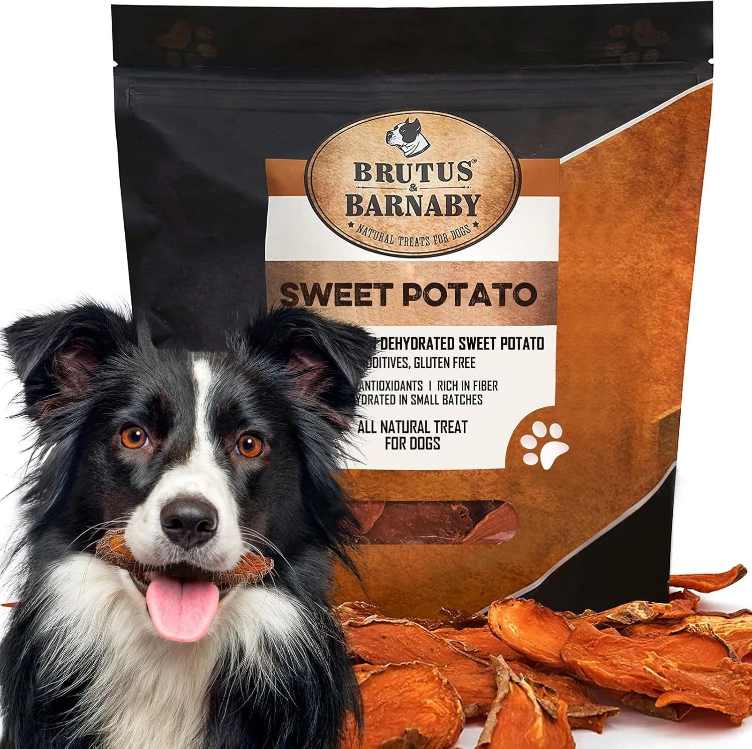 Sweet Potato Slices - Dog Treats - Single Ingredient Grain Free for Dogs, Best High Anti-Oxidant Healthy 100% Natural Thick Cut Dried Sweet Potato Dog Treats With No Added Preservatives (8oz)