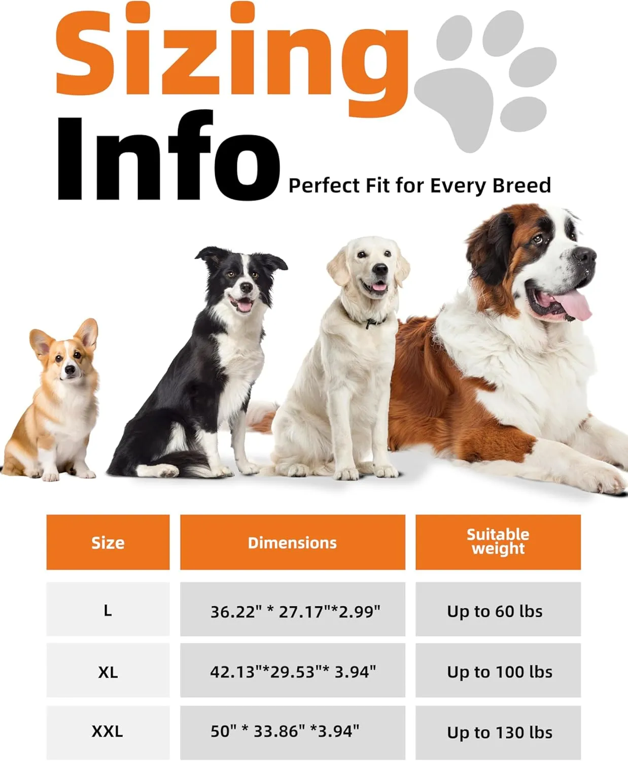 Sytopia 50" Chew-Proof Dog Bed, XXL, Outdoor Waterproof Pet Bed for Extra Large Dogs, Washable, Orthopedic, Dog Crate Pad, Supports up to 130 lbs, Caramel
