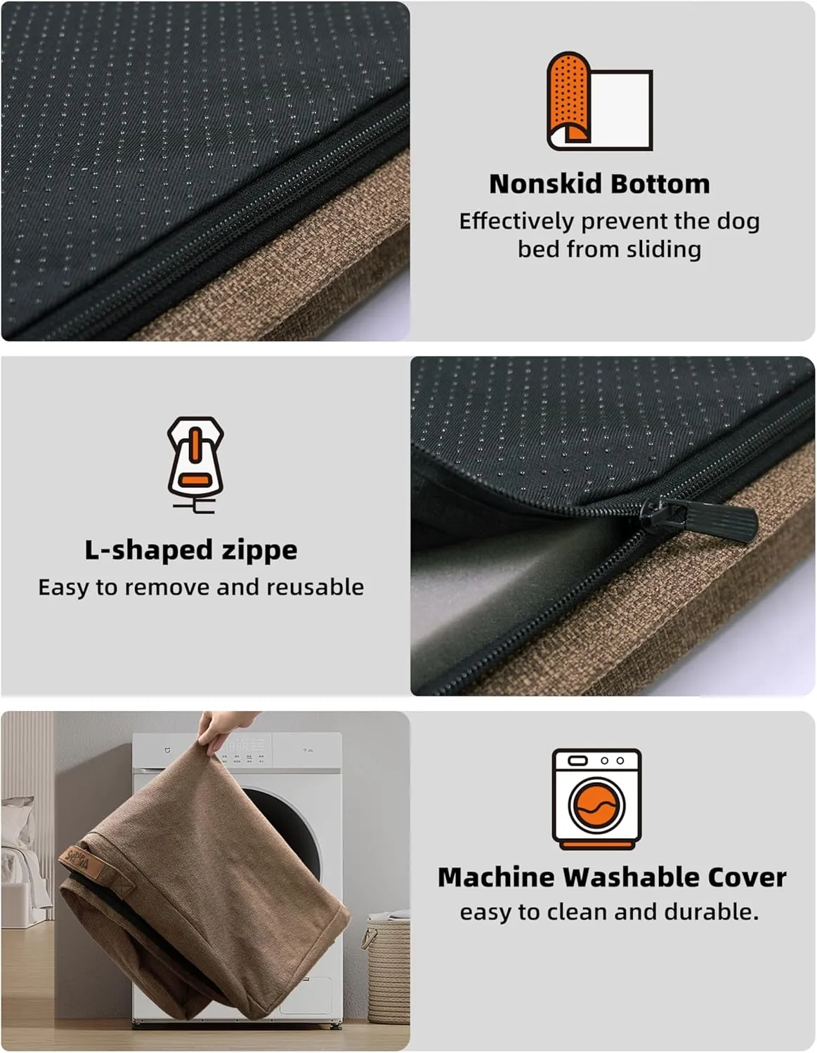 Sytopia 50" Chew-Proof Dog Bed, XXL, Outdoor Waterproof Pet Bed for Extra Large Dogs, Washable, Orthopedic, Dog Crate Pad, Supports up to 130 lbs, Caramel