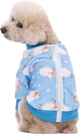 Thick Small Dog Clothes,Flannel Puppy Dog Hoodie,Lovely Blue Sheep Print Pet Dog Sweatshirt Doggie Outfits Cat Apparel (LBlue), Blue Sheep Flannel