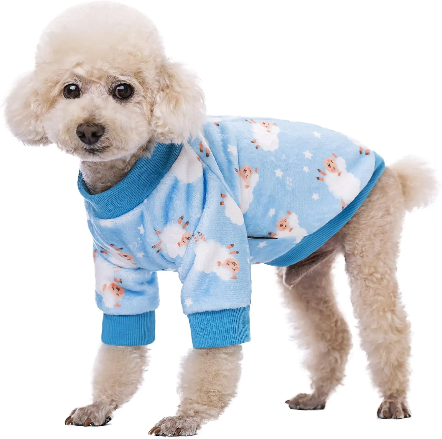 Thick Small Dog Clothes,Flannel Puppy Dog Hoodie,Lovely Blue Sheep Print Pet Dog Sweatshirt Doggie Outfits Cat Apparel (LBlue), Blue Sheep Flannel