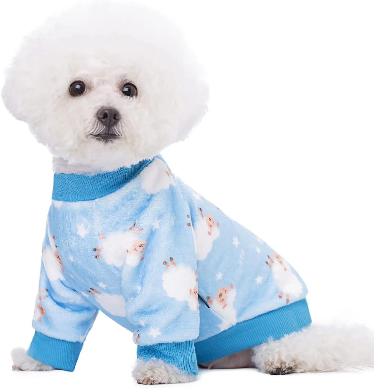 Thick Small Dog Clothes,Flannel Puppy Dog Hoodie,Lovely Blue Sheep Print Pet Dog Sweatshirt Doggie Outfits Cat Apparel (LBlue), Blue Sheep Flannel