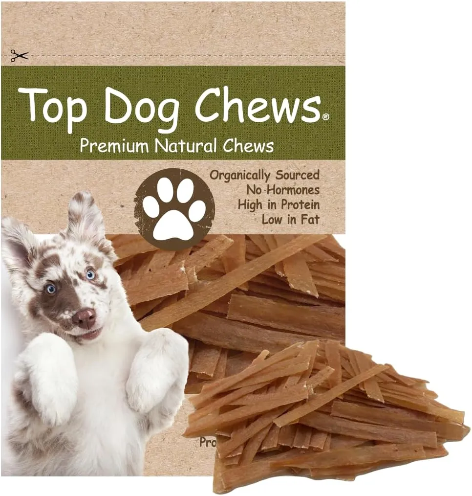 Top Dog Chews - Flat Turkey Tendons for Dogs, 1LB / 16 OZ, Made in The USA, 100% Natural Chew Treats for Dental Care and Stress Relief, Puppy Training Treats for All Breeds