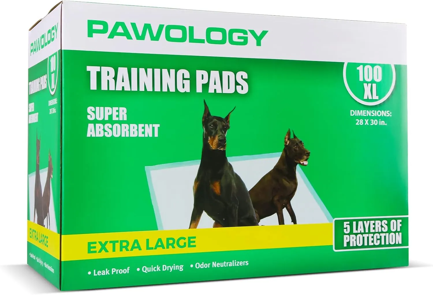Training Pad 24" X 23" Large 50 Count, 5 Layer Puppy Pee Pads, Super-Absorbent, Dog Crate Pads, New & Improved Puppy Pads