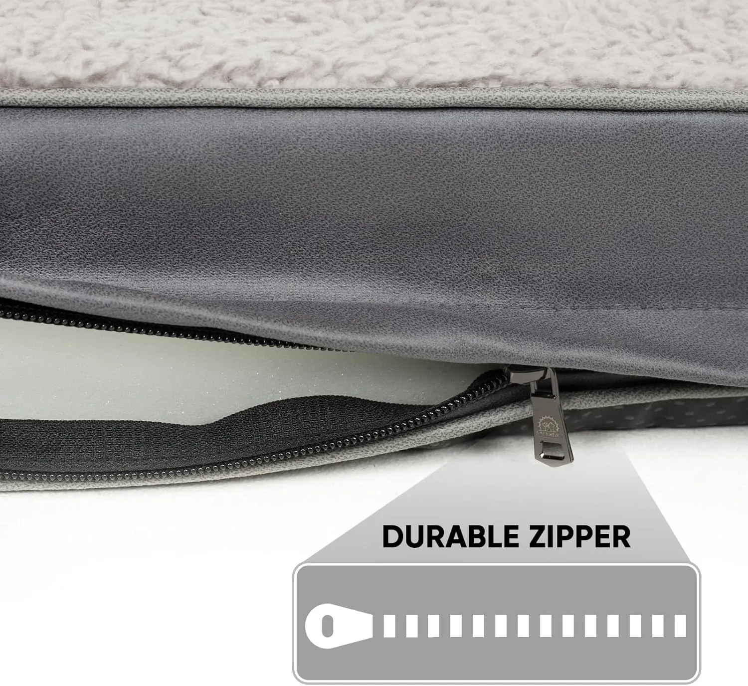 Washable Large Dog Bed Covers Soft Plush Replacement, Waterproof Dog Bed Liner, Pet Bed Cover with Zipper 35x22x3 Inches, Grey, Cover Only