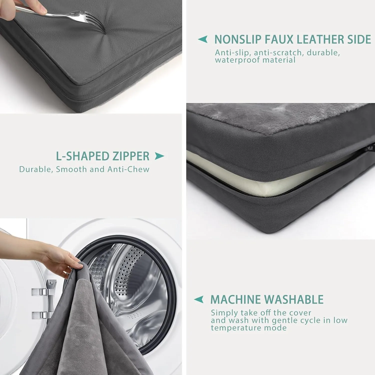 Waterproof XL Dog Beds Large Sized Dog, Orthopedic Washable Crate Pad 42 inch, Extra Large Foam Pet Bed with Removable Cover Reversible, XLarge Anti-Slip Kennel Pad, 41"x27", Gray